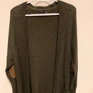 RDI Women’s Olive Green Cardigan with Elbow Patches Large